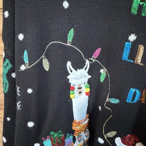 Holiday Time Women’s Christmas Sweater Llama Cactus Holiday Size 3X Embellished - Picture 6 of 16